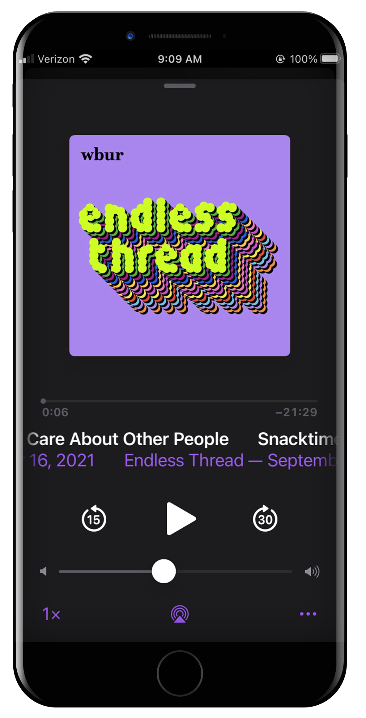 endless thread podcast cover on a black iphone